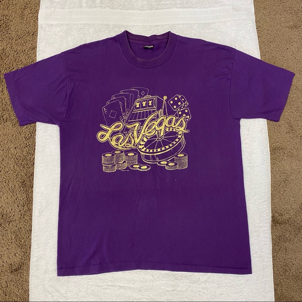 Vintage 1992 Las Vegas Single Stitch T-Shirt Purple Size XL